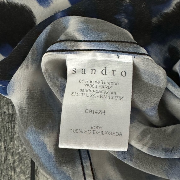 Sandro 100% Silk Button Down, Sz 2, Leopard Print - Picture 9 of 12